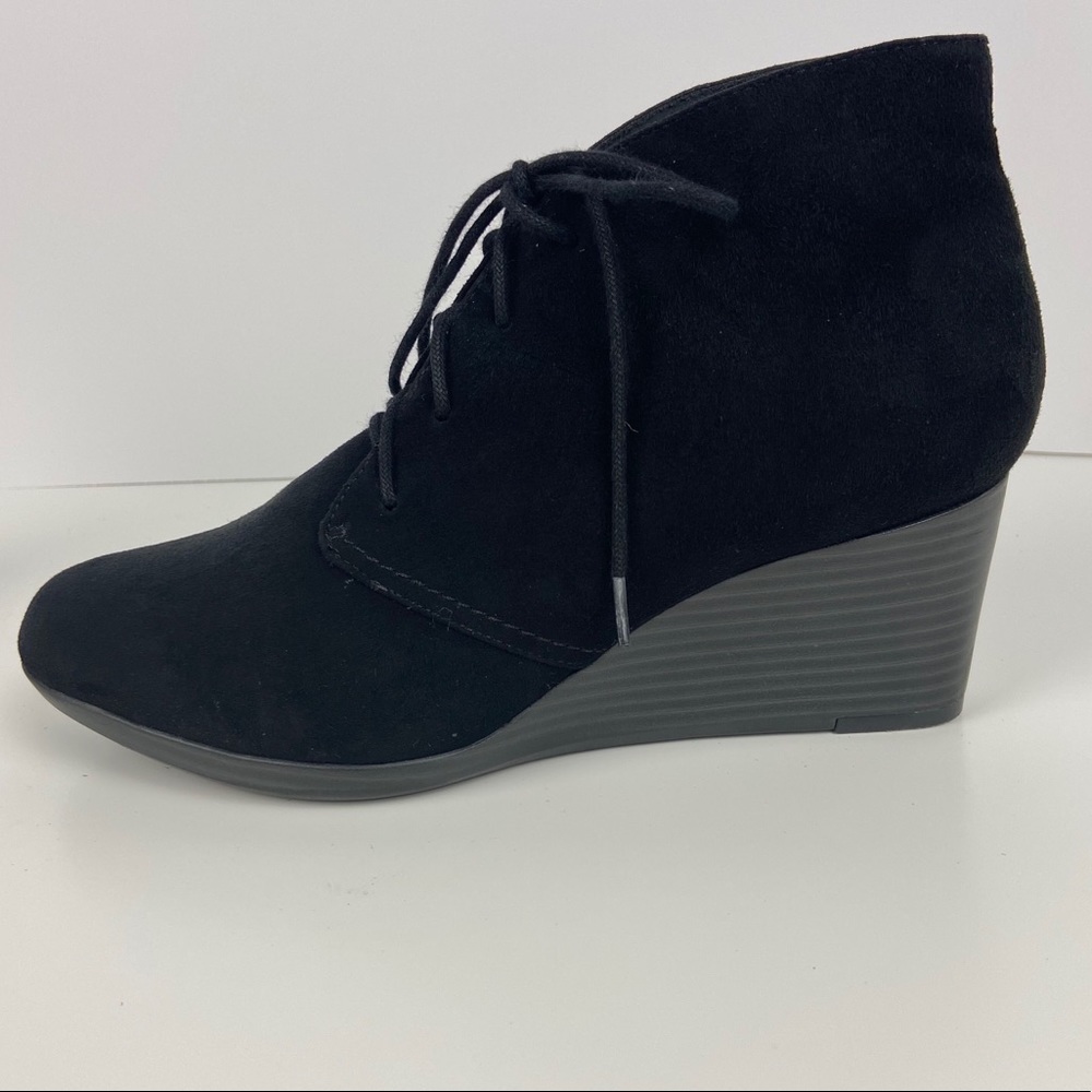 Clark’s Black Wedge Lace Up Booties